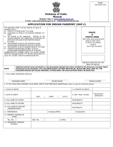 Embassy of India Muscat APPLICATION FOR INDIAN PASSPORT