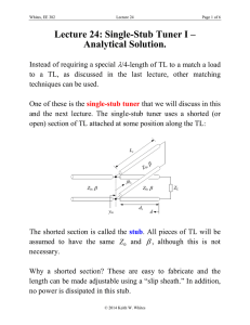 Lecture 24: Single-Stub Tuner I – Analytical Solution.