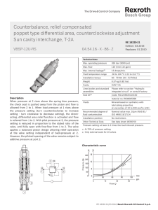 Counterbalance, relief compensated poppet type differential area