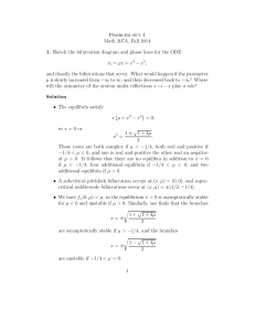 Problem set 4 Math 207A, Fall 2014 1. Sketch the bifurcation