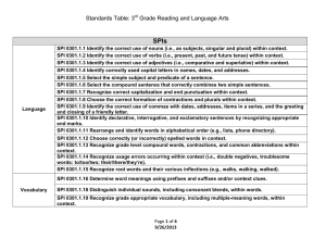 Standards Table: 3 Grade Reading and Language Arts