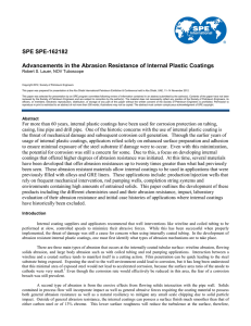 Advancements in the Abrasion Resistance of Internal Plastic Coatings