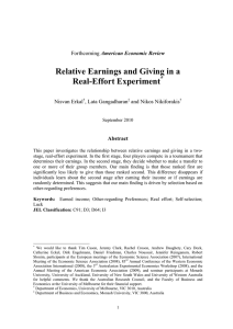 Relative Earnings and Giving in a Real