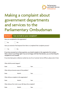 complaint form - Parliamentary and Health Service Ombudsman