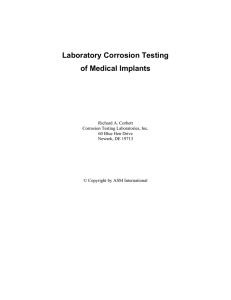 Laboratory Corrosion Testing of Medical Implants