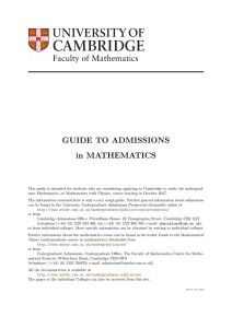 GUIDE TO ADMISSIONS in MATHEMATICS