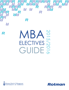 ELECTIVES GUIDE - Rotman School of Management