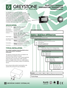 RIGID DUCT AVERAGE TEMPERATURE TRANSMITTER