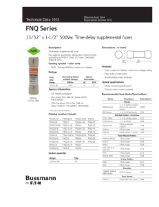 Bussmann FNQ Series Supplemental Fuse Data Sheet # 1012