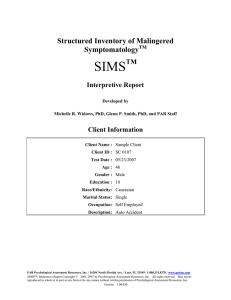SIMS Interpretive Report - PAR