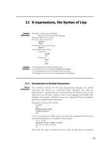 CH 11: S-expressions, The Syntax of Lisp