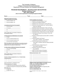 University of Alabama NTS course checklist `15 – `16 catalog