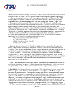 TIA‐4953 LICENSE AGREEMENT Page 1 of 4 The