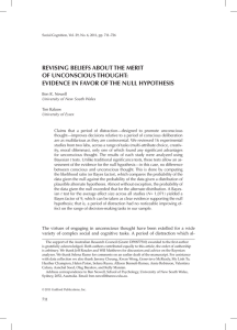 reVISIng BelIefS aBout the merIt of unconScIouS thought: eVIdence
