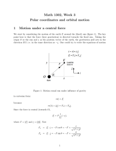 Math 1302, Week 3 Polar coordinates and orbital motion 1