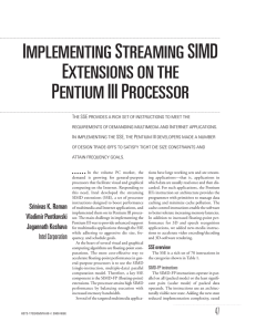 Implementing streaming SIMD extensions on the pentium III processor