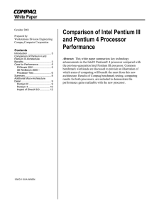 Comparison of Intel Pentium III and Pentium 4 Processor