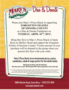 Please join Mary`s Pizza Shack in supporting FORGOTTEN