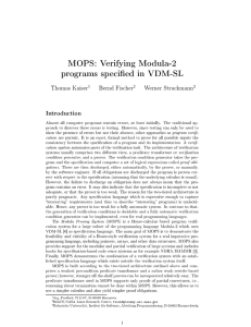 MOPS: Verifying Modula-2 programs speci ed in VDM-SL