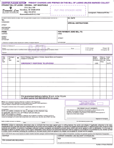 Bill of Lading - Diamond Line Delivery