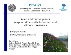 Alien and native plants respond differently to human and climatic