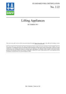 DNV Standard for Certification 2.22 Lifting Appliances