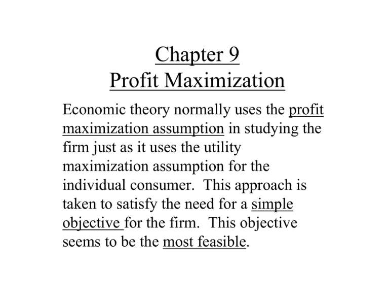 Chapter 9 Profit Maximization