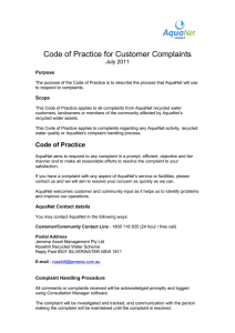 Code of Practice for Customer Complaints