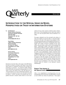 introduction to the special issue on novel