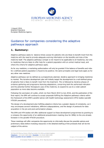 Guidance for companies considering the adaptive pathways approach