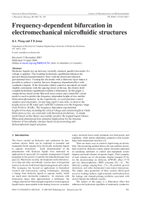 Frequency-dependent bifurcation in electromechanical microfluidic