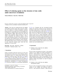 Effect of reducing agents on the structure of zinc oxide under