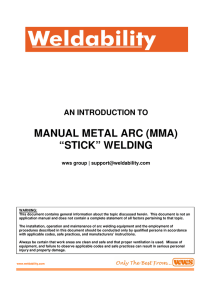 manual metal arc (mma) “stick” welding