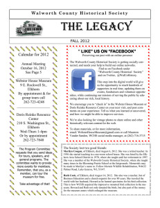 2012 Fall Legacy - Walworth County Historical Society