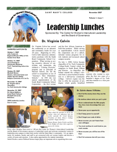 Dr. Virginia Calvin - Center For Women`s Intercultural Leadership