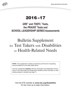 2016-17 Bulletin Supplement for Test Takers with Disabilities or