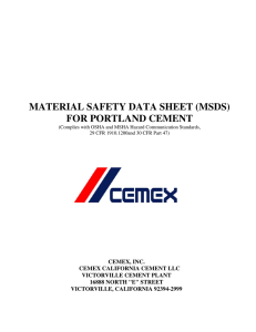 MATERIAL SAFETY DATA SHEET (MSDS) FOR PORTLAND