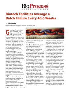 Biotech Facilities Average a Batch Failure Every 40.6 Weeks