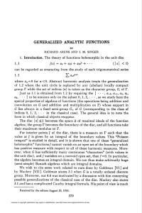 GENERALIZED ANALYTIC FUNCTIONS