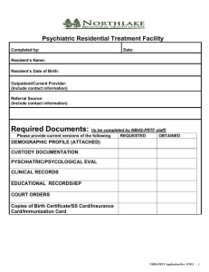 Re equire d Doc cumen nts - Northlake Behavioral Health System