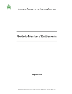 Guide to Members` Entitlements - Northern Territory Government