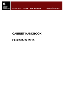 NT Cabinet HandBook - Department of the Chief Minister