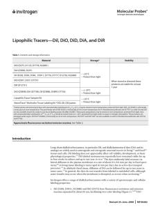 Lipophilic Tracers—Dil, DiO, DiD, DiA, and DiR