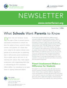 September 2006 Newsletter  - What Schools Want Parents to