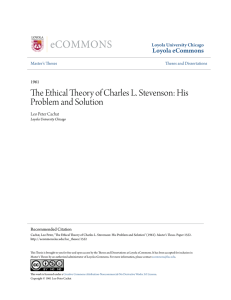The Ethical Theory of Charles L. Stevenson: His Problem and Solution
