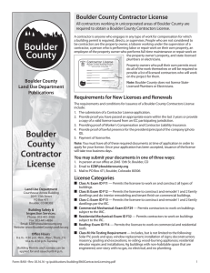 Boulder County Contractor License