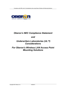 Oberons NEC and UL compliance statement_4_2_2013