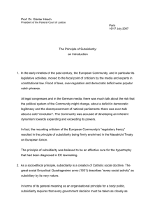 Prof. Dr. Günter Hirsch The Principle of Subsidiarity: an Introduction