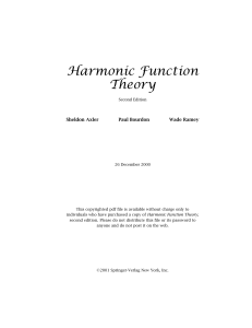 Harmonic Function Theory - Sheldon Axler`s Home Page
