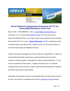 Omron Electronic Components Announces the TTI, Inc. Group 2008